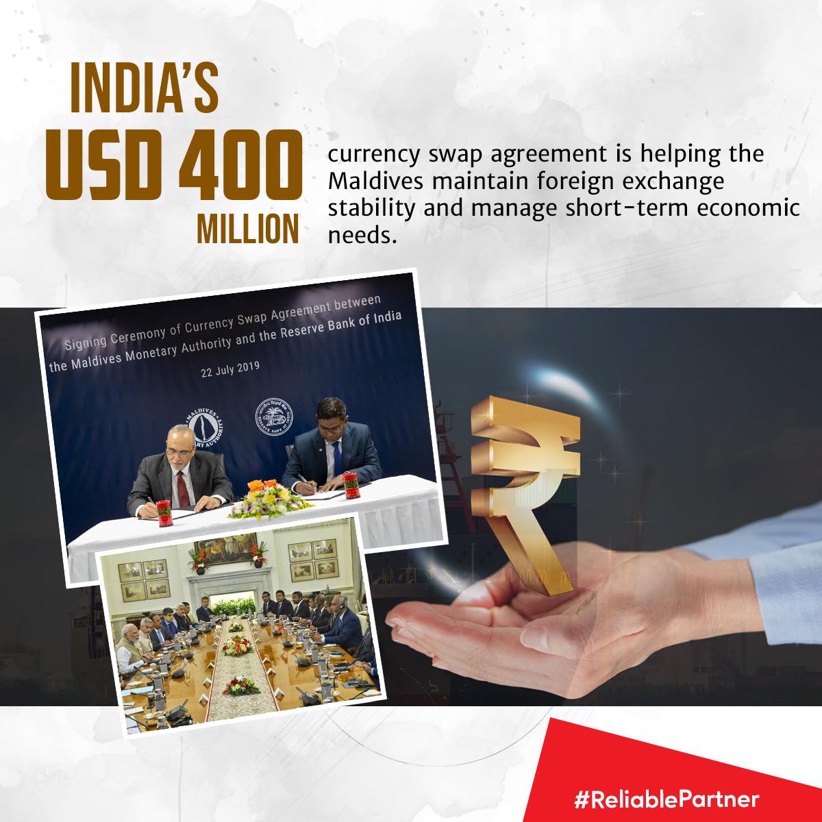 #India’s USD 400 million currency swap agreement is helping the #Maldives maintain foreign exchange stability.