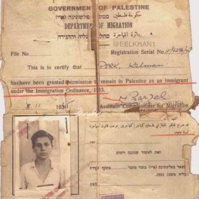 InsiderWorld_1's tweet image. They came to Palestine as refugees with these permits.
They now claim to own the land...