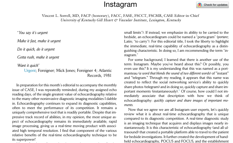 VLSorrellImages's tweet image. #JADEL 

Check out my latest CASE editorial... &quot;Instagram.&quot;
doi.org/10.1016/j.case… 

In it, I emphasize the superpower of #echofirst!

This will be the last of my musings.
Watch for new format starting soon...

@ASE360 @CASEfromASE