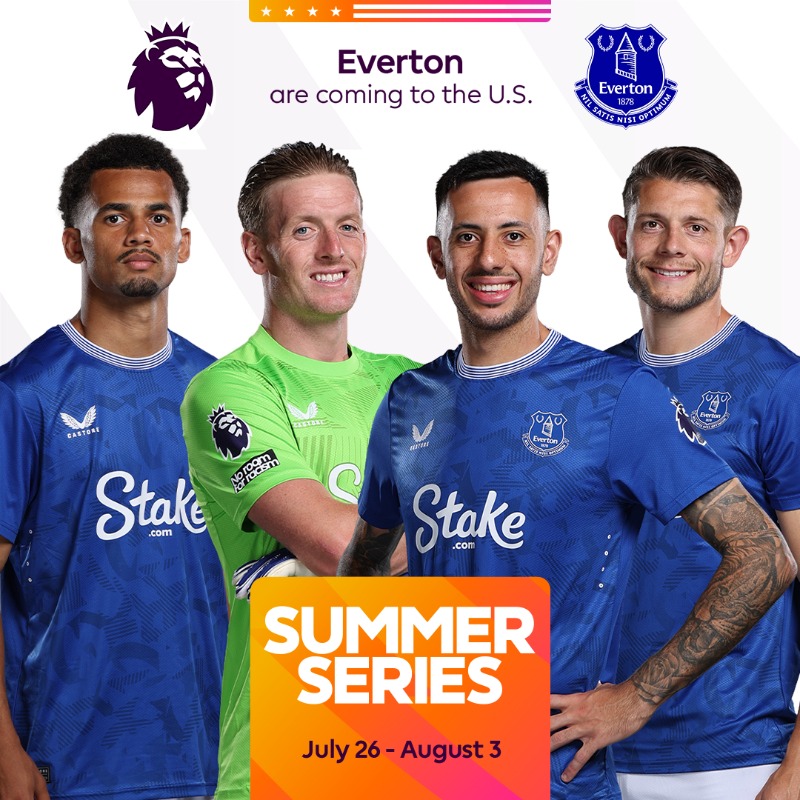 Everton's tweet photo. EFC 🛫🛬 USA 🔜

We fly out for the Premier League Summer Series later this week, with three games in the space of nine days across New Jersey, Chicago and Atlanta! 🇺🇸

Here's how you can follow our coverage of the trip and watch the games live (restrictions apply). ⬇️