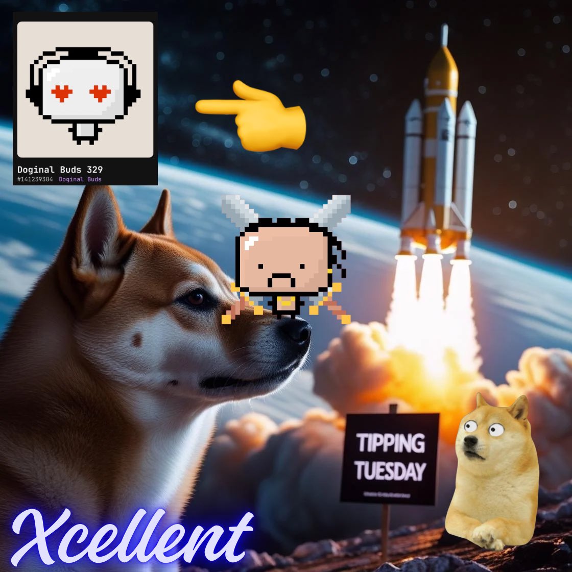 Happy Tipping Tuesday 

I’ve teamed up with <a href="/DoginalBuds/">Doginal BUDS - SOON 💛</a> for some much wow prizes ! 

2 frens - Ɖ50 each 🔥
3 frens - 100 $DBUD each 🔥
1 fren - Doginal Buds NFT # 329 🔥

Have a <a href="/MyDoge/">MyDoge</a> wallet ✅ 
-Smash the like button ✅ 
-Share this post ✅ 
-Drop a comment for the algorithm