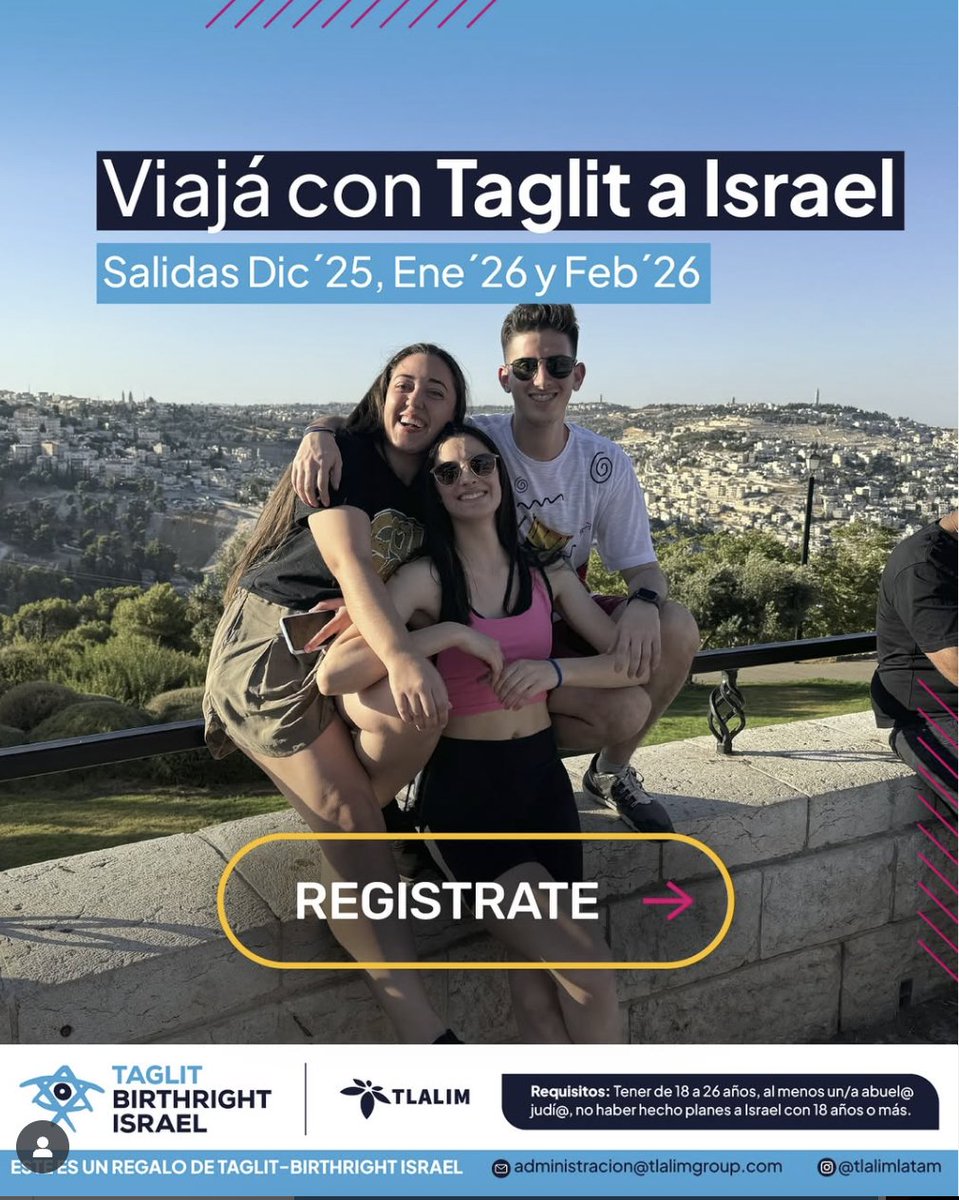 unidosxisrael's tweet image. ¿Tenés entre 18 y 26 años y al menos un/a abuel@ judí@?
¡Este viaje es para vos!
instagram.com/p/DMIkl2HMiY4/…