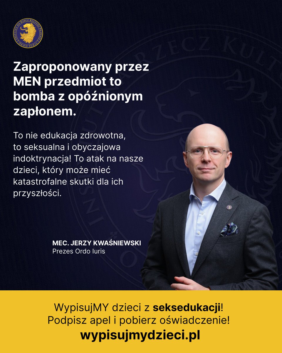 OrdoIuris's tweet image. ❌Wypisz swoje dziecko z seksedukacji: wypisujmydzieci.pl
✅To nie edukacja zdrowotna. To seksualna indoktrynacja: ordoiuris.pl/komentarz/jerz…
✅Zapoznaj się z naszym poradnikiem dla rodziców: Władza rodzicielska pod ochroną prawa – odpowiedź na instytucjonalną presję wobec…