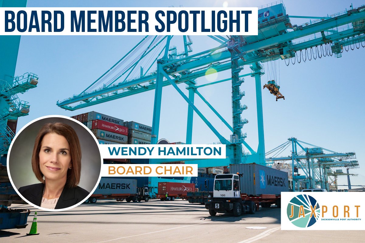 JAXPORT's tweet image. Board Member Spotlight: Chair Wendy Hamilton
A certified financial planner, Hamilton is a two-time JAXPORT Board Chair who has served on our Board since 2018.
During her tenure, Hamilton has overseen some of the most transformational moments in the port’s history, including the…
