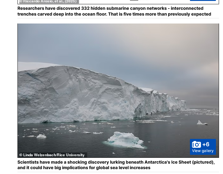 remoteviewed's tweet image. mmmm I wonder who or what is using these underwater trenches under the ice #UAPS - dailymail.co.uk/sciencetech/ar…