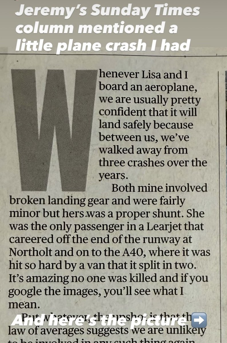 ClarksonsFarm1's tweet image. The plane crash that Lisa (and everyone involved) remarkably survived!😨