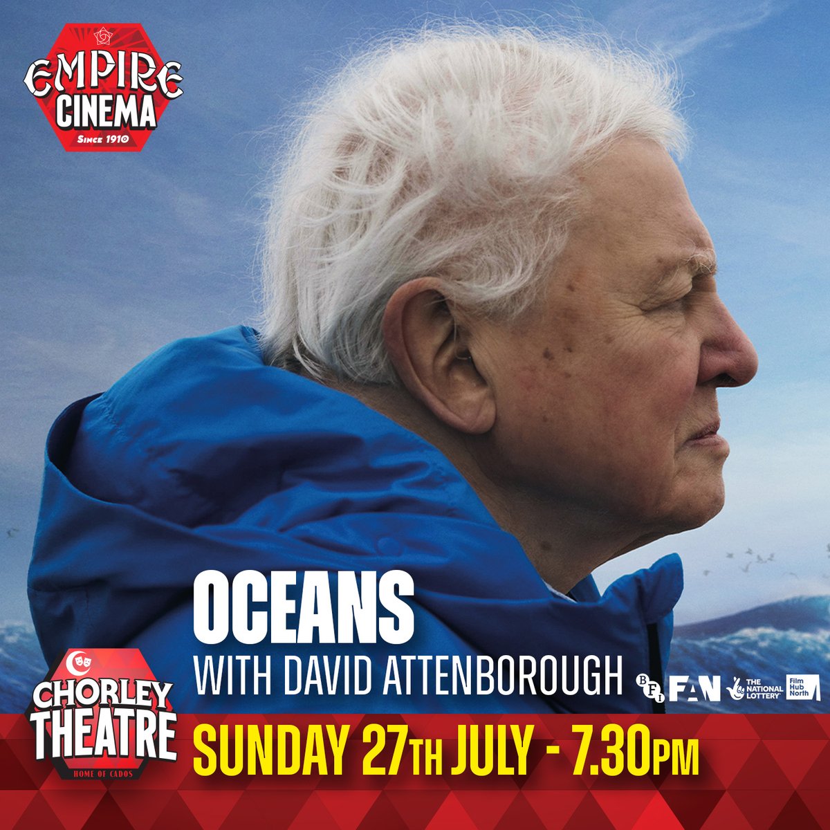 ChorleyTheatre's tweet image. We're showing the David Attenborough documentary Ocean on our cinema screen this Sunday at 7.30pm. Tickets are £5 but if you have a Flower Show ticket you can save £1
ticketsource.co.uk/chorleytheatre…