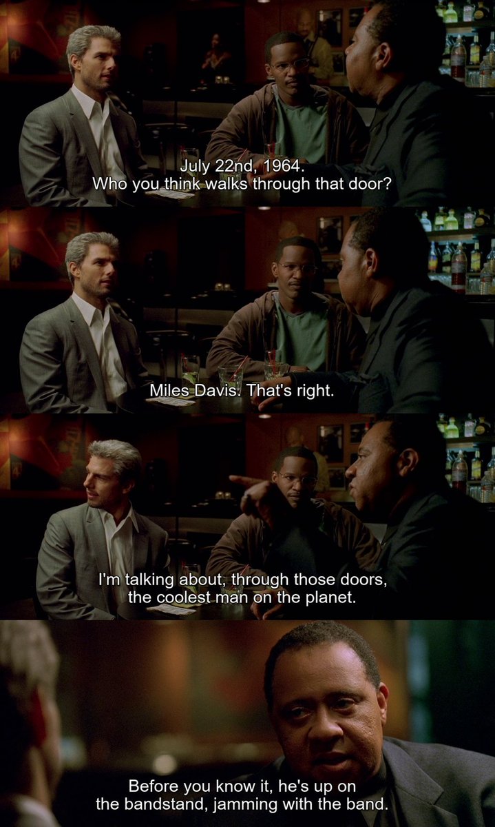 DatesInMovies's tweet image. Jul 22nd 1964 - After a recoding session, the legendary Miles Davis went to a local jazz club, and played on stage with the owner Daniel.
๐ฝ๏ธ๐
Collateral (2004)