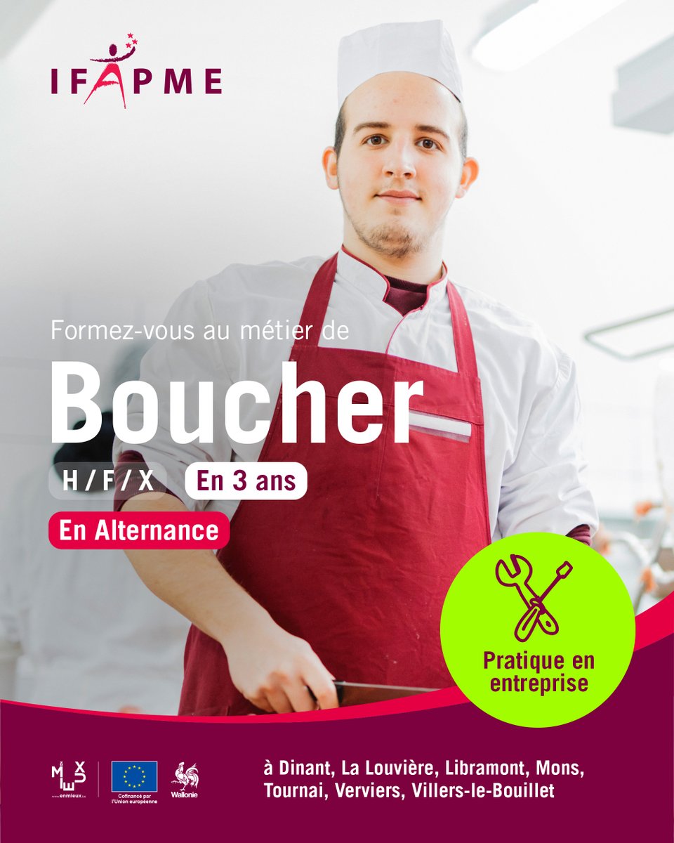 Tu as entre 15 et 23 ans et tu souhaites devenir Boucher en étant rémunéré ? As-tu pensé à te former en Alternance avec l’IFAPME ?

Plus d’infos ici ⬇︎
ifapme.be/formations/app…