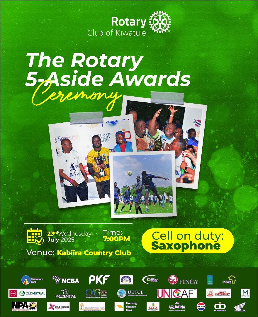 RotaryKiwatule's tweet image. This Wednesday: 5-Aside Awards Ceremony ⚽
Join us as we celebrate the stars of the 9th Edition of #Rotary5Aside from spectacular goals to unmatched sportsmanship!
🕖 Time: 7:00 PM
📍 Venue: Kabira Country Club
💻 Join us online:
health-go-ug.zoom.us/j/93774289549