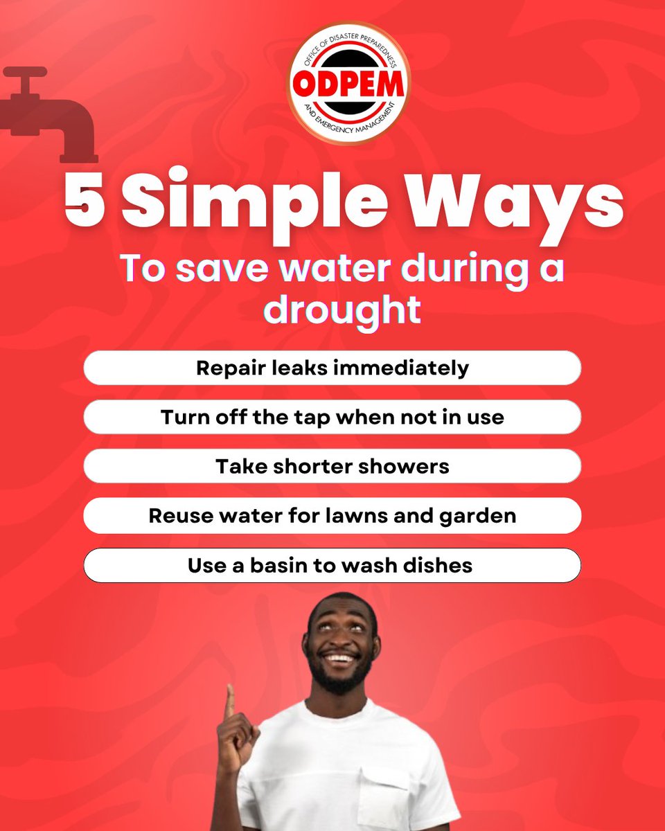 Every drop counts💧

Drought conditions call for smart water use. 

Here are 5 Simple Ways you can help save water starting today! 👇🏾

What other methods do you use to save water? Share with us below!