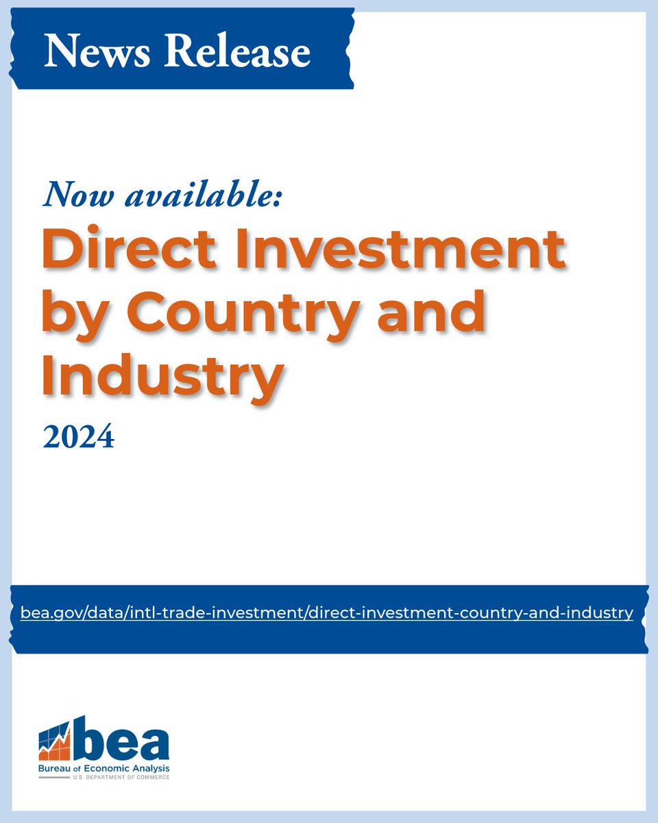 Statistics on U.S. direct investment abroad and foreign direct investment in the United States in 2024, by country and industry, are now available: 
 
bea.gov/data/intl-trad…