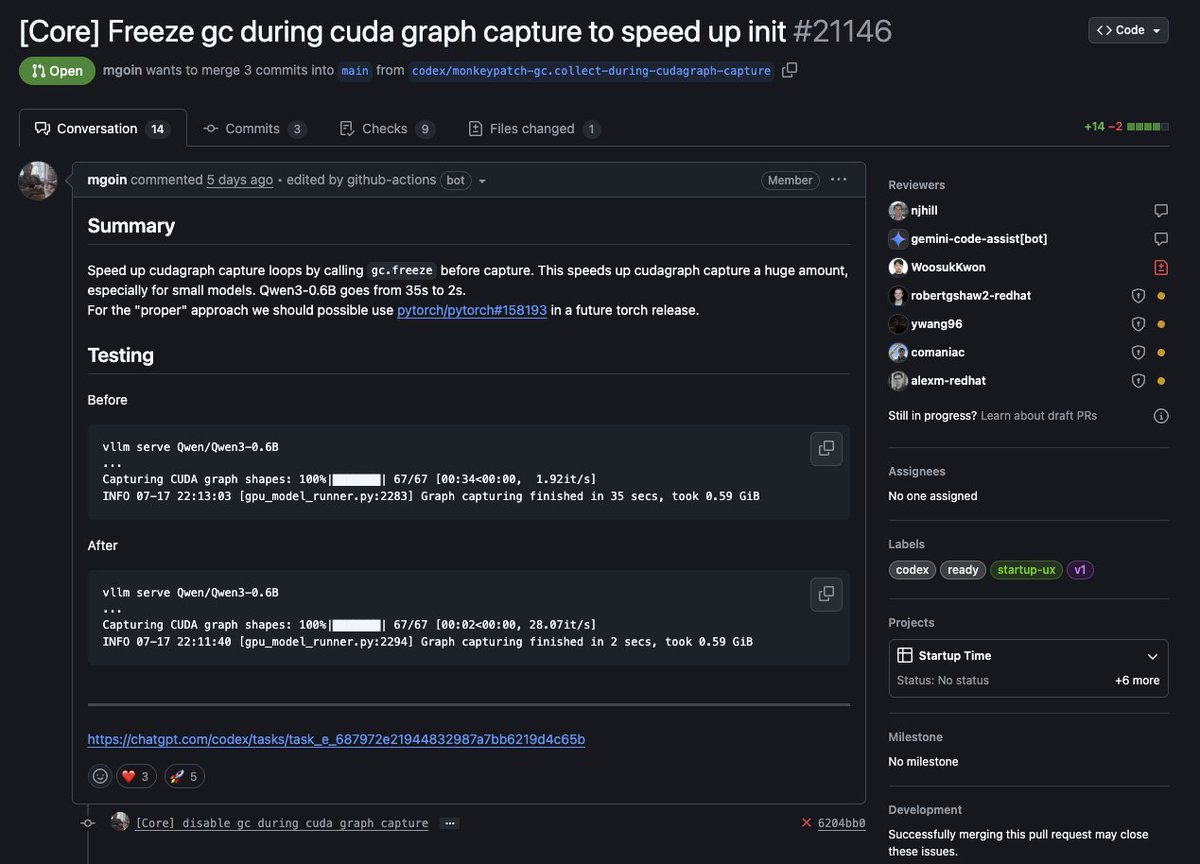 vLLM is finally addressing a long-standing problem: startup times

35s -> 2s for CUDA graph capture is a great reduction!