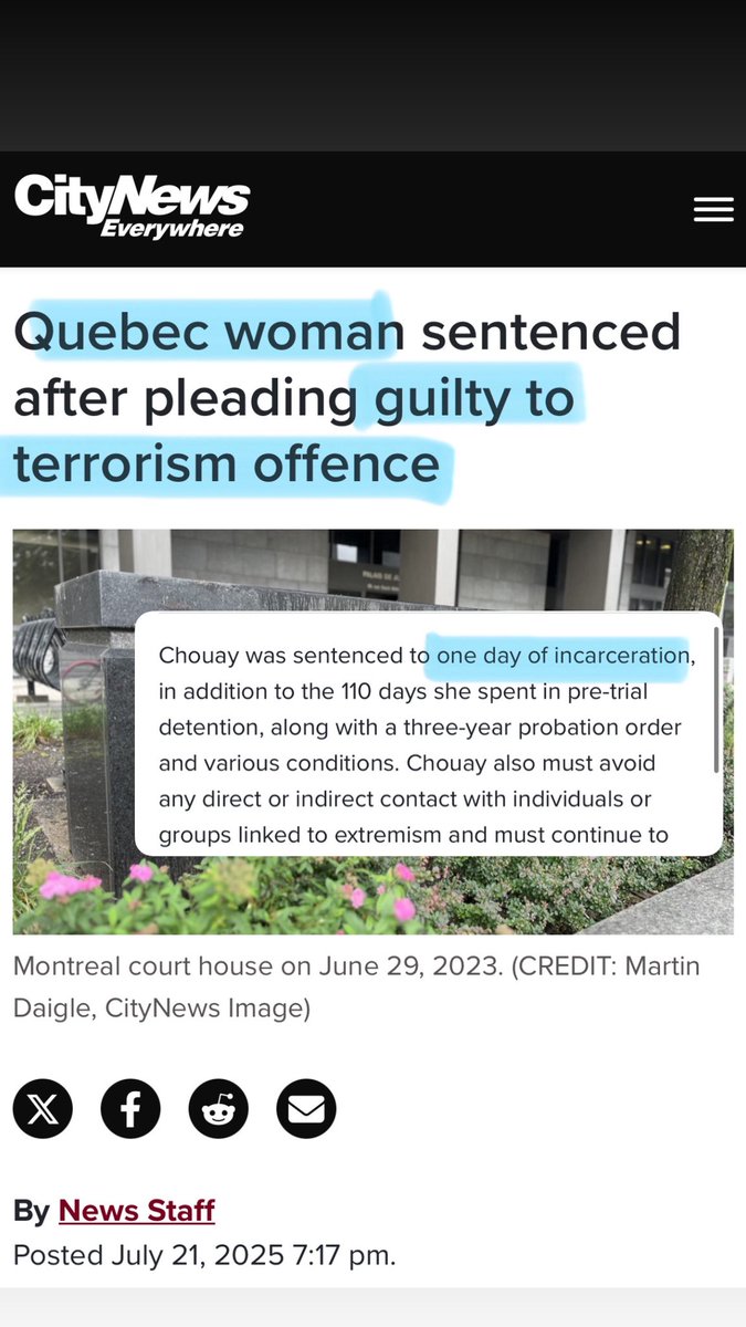 MelissaLMRogers's tweet image. WOW π¨π¦ a woman in Quebec left Canada for Syria to join ISIS, has now pleaded guilty of terror!sm, and her sentence was ONE DAY? π€― π€― even considering the 110 days of pre trial detention, this is INSANE. No justice system in Canada