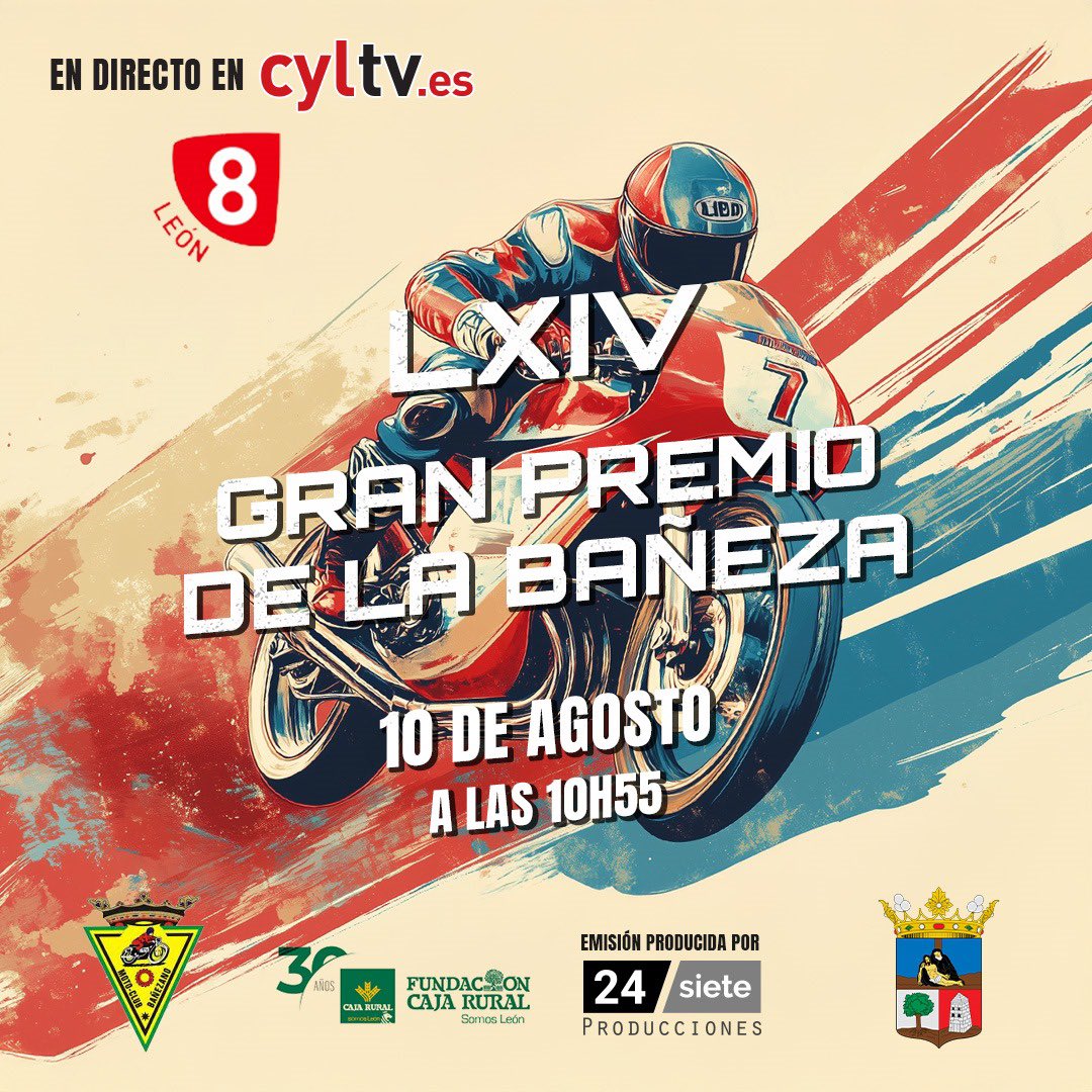 ⚪️NOTICIA 🔴
La8 LEÓN emitirá en directo y en exclusiva el LXIV Gran Premio de La Bañeza un año más ! 

Desde las 10:55 h del 10 de Agosto la Carrera Urbana más importante de España 

<a href="/La8Leon/">La8 LEÓN</a> la televisión de León desde 1990