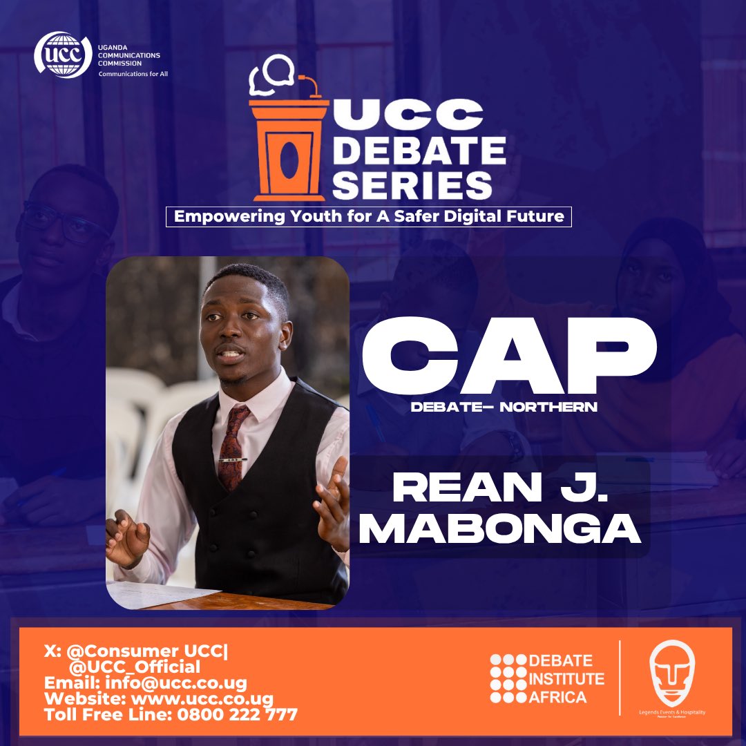 Meet the team. #UCCDebateSeries. Ahead of the debate competitions in Northern Uganda. We would like to introduce to you our amazing team at DIA. Rean Mabonga our Chief Adjudicator Debate category at the UCC debates.