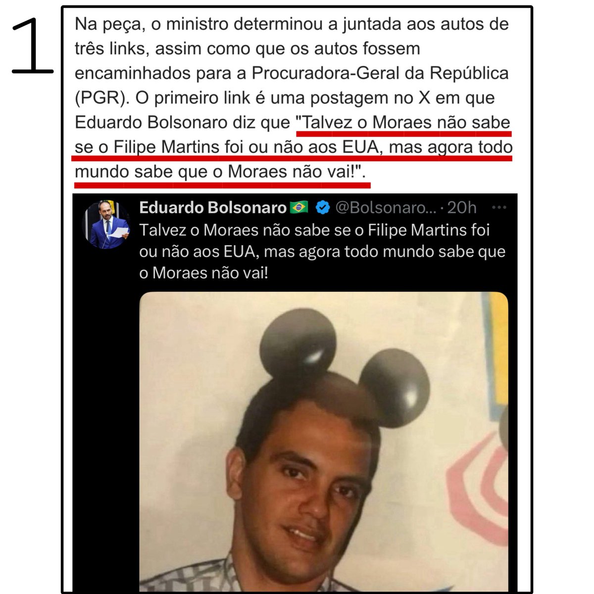 BolsonaroSP's tweet image. A imagem 1 foi um tweet recente meu, que Moraes juntou no inquérito que ele abriu e me acusa de abolição violenta do Estado democrático de direito (12 anos de cadeia).
A imagem 2 é de um cartunista de esquerda que jamais será considerada sequer ataque, quanto mais à democracia.…