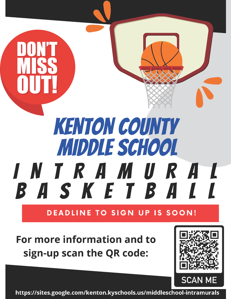 Kenton County School District (@thekcsd) on Twitter photo Sign ups are now open for our Middle School Fall Intramural Basketball League!
<a href="/FootMiddle/">Turkey Foot Middle School</a> <a href="/TwenhofelMS/">Twenhofel Middle</a> <a href="/SummitViewAcad/">SVA Principal</a> <a href="/wmswildcat/">Woodland MS Principal</a>
sites.google.com/kenton.kyschoo… Sign ups are now open for our Middle School Fall Intramural Basketball League!
<a href="/FootMiddle/">Turkey Foot Middle School</a> <a href="/TwenhofelMS/">Twenhofel Middle</a> <a href="/SummitViewAcad/">SVA Principal</a> <a href="/wmswildcat/">Woodland MS Principal</a>
sites.google.com/kenton.kyschoo…