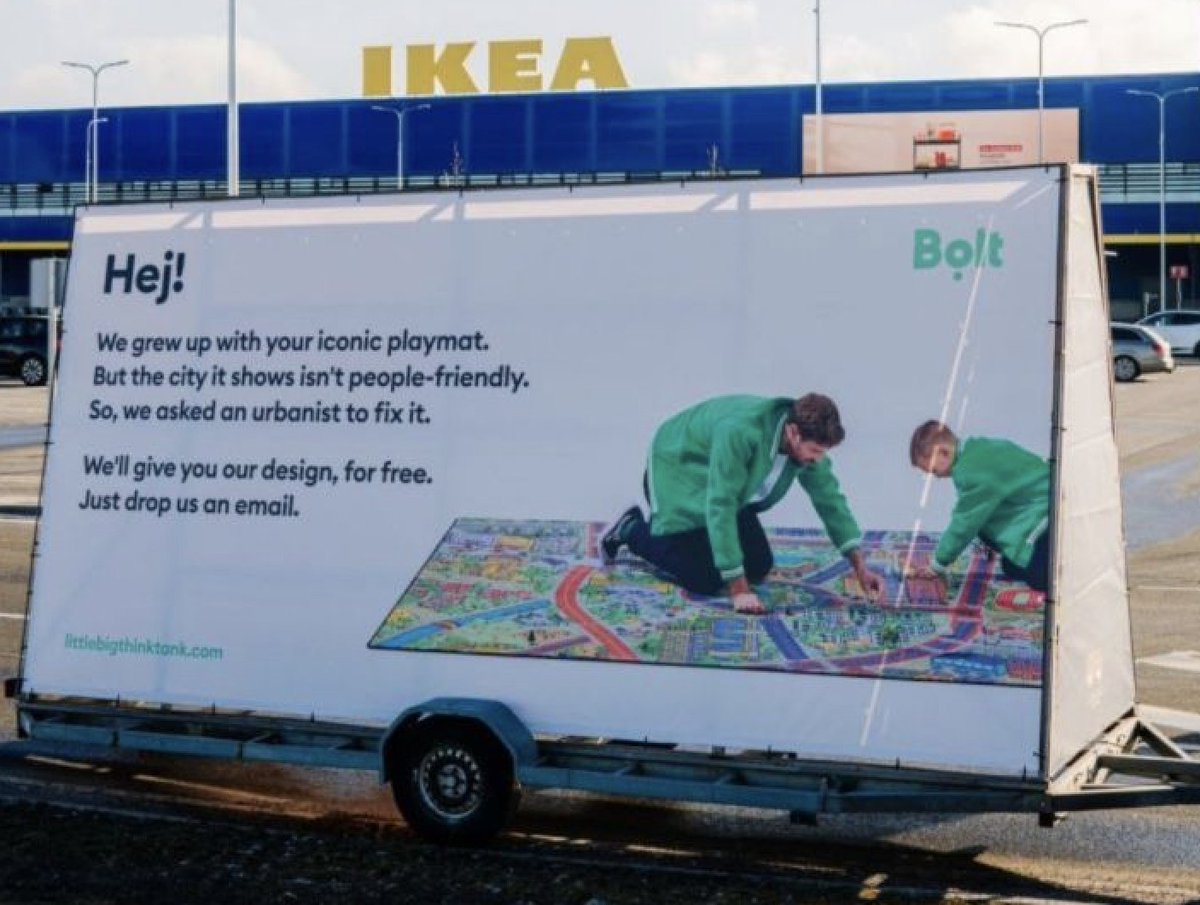 What if our children's toys allow them to think about a world not dominated by cars?

Excellent campaign by <a href="/boltapp/">Bolt</a>. Hej <a href="/IKEA/">IKEA</a>, what is your answer? Maybe <a href="/LEGO_Group/">LEGO</a> can also chime in...