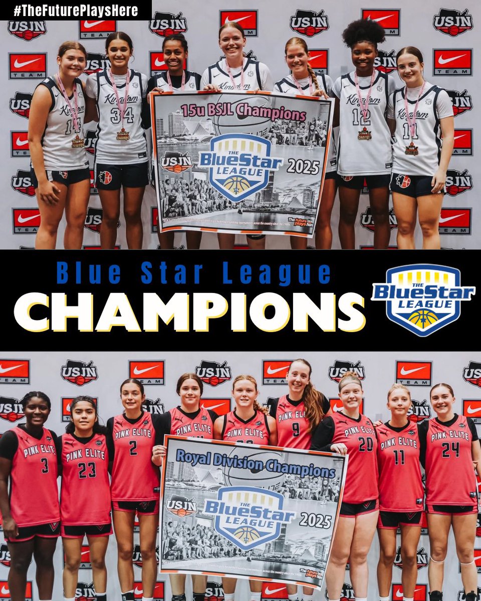 Blue Star champs on 🔝 

Congrats, <a href="/hoops_kingdom/">𝙆𝙞𝙣𝙜𝙙𝙤𝙢 𝙃𝙤𝙤𝙥𝙨</a> &amp; <a href="/pinkeliteclub/">pinkelitebasketball</a>! ⭐️🙌