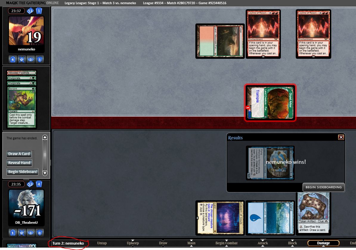 ThrabenU's tweet image. I...I just got hit for 200 damage by a Dryad Arbor on turn 2. #mtglegacy