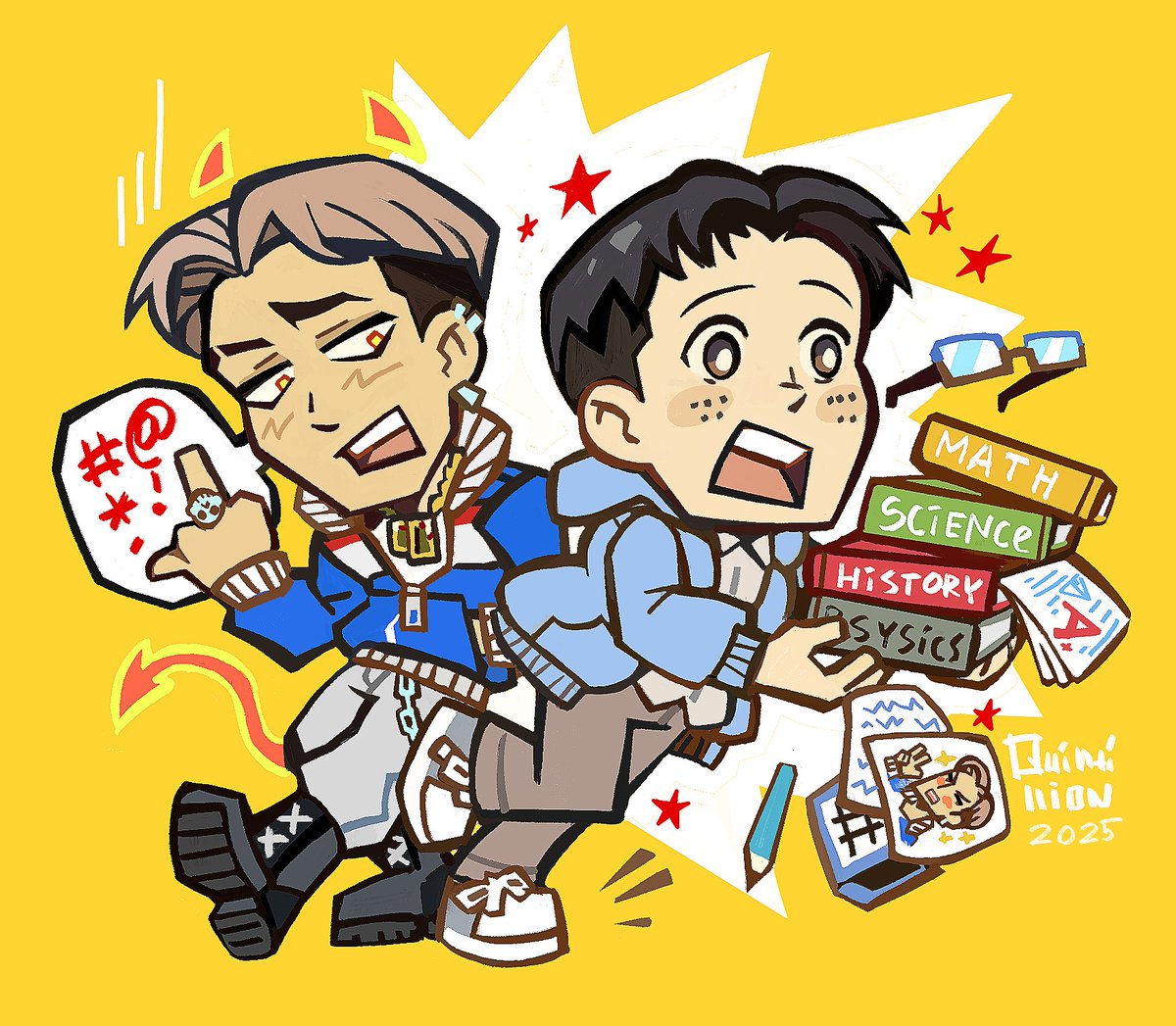quintilli0n's tweet image. #snk #aot 
School Castes chibi 💚💜💛