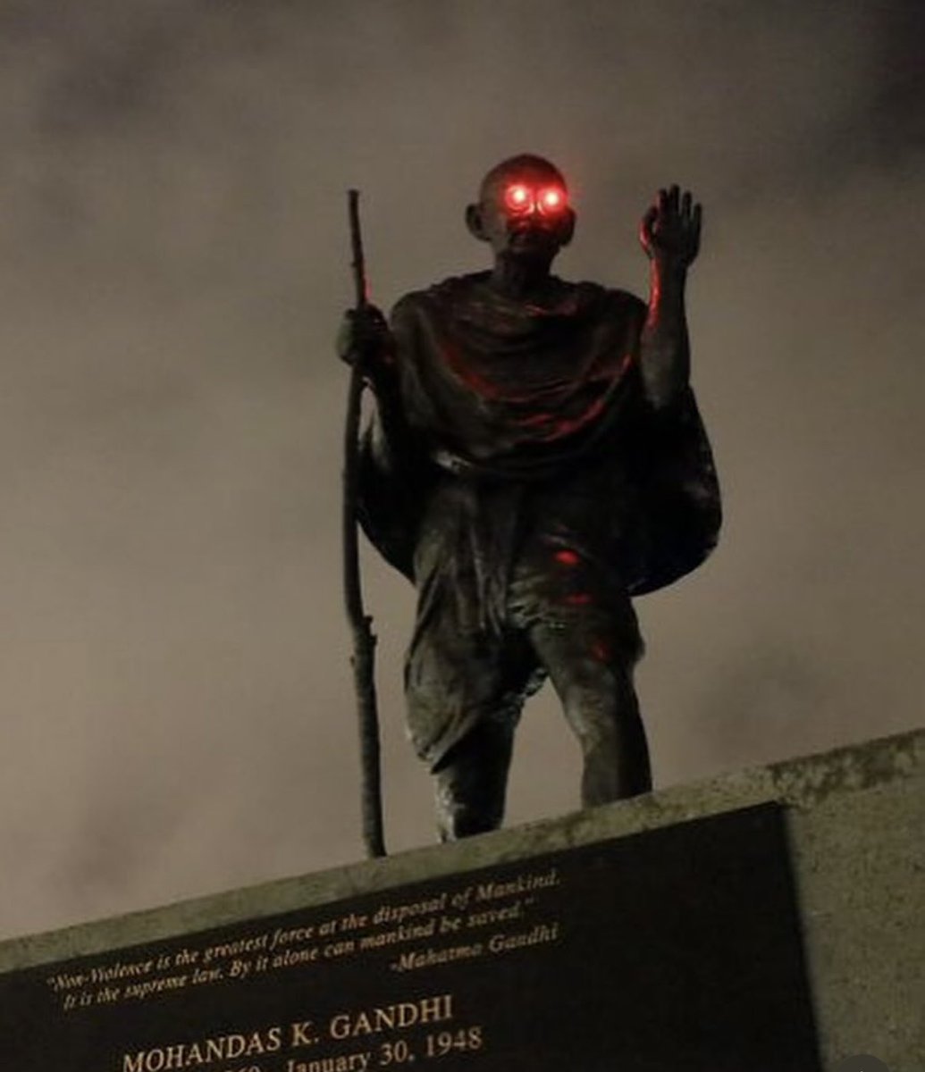 IoniAppelberg's tweet image. Someone put laser eyes on a Gandhi statue in San Francisco. Bullish.