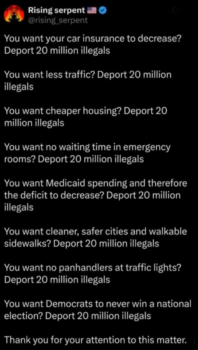 Deport 20 million.