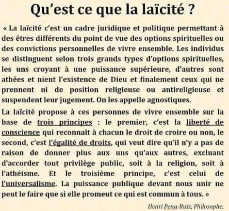 ChristianGroul2's tweet image. Un philosophe explique sa vision de la #laïcité .
Êtes-vous d’accord avec cette description ?
1. Oui
2. Non
3. J’ai une autre description et je l’explique en commentaire.