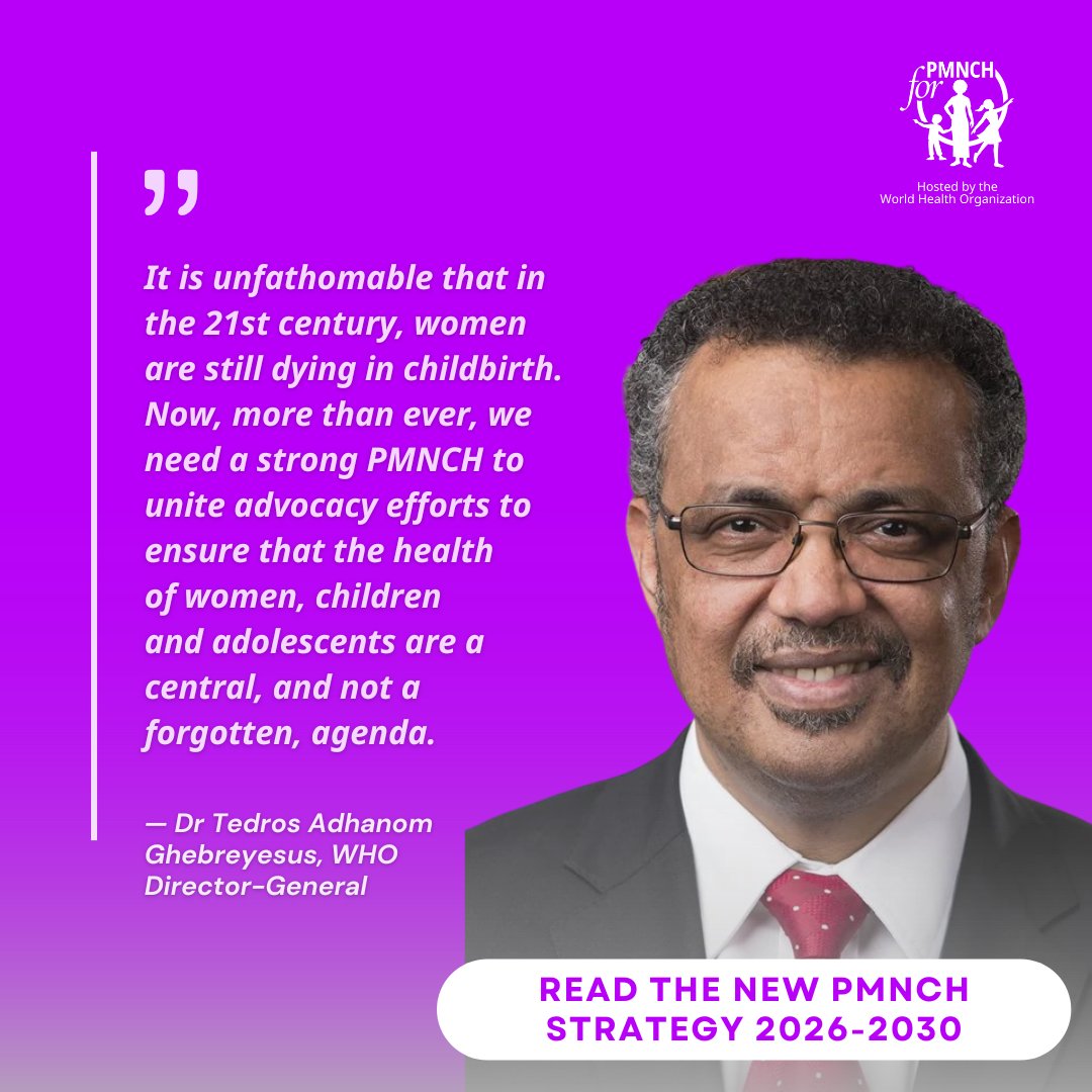 PMNCH's tweet image. The PMNCH Strategy 2026–2030 is a rallying call to end preventable deaths and uphold health and rights for all. Let’s unite for impact. 💪🏽
📘 Read the Strategy:
bit.ly/3UqHTVu
@DrTedros @mohfw_india @khosla_rajat @HelenClarkNZ @WHO @FIGOHQ @IPUparliament @UNICEF @UNFPA…