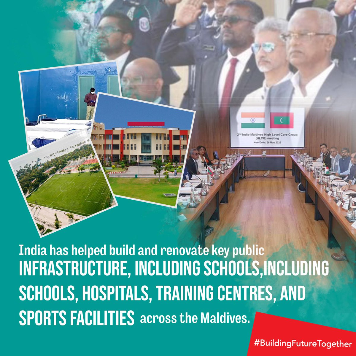 #India has helped build and renovate key public infrastructure, including schools, hospitals, training centres,sports facilities across #Maldives . #BuildingFutureTogether