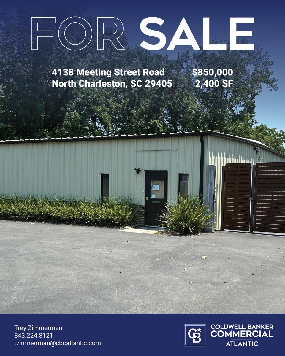 2,400 SF Office/Warehouse in prime North Charleston 🚧🏢 Includes fenced laydown yard, renovated office w/ full kitchen &amp; bath, drive-in door, and flexible dual-unit layout. A rare find—contact us to schedule a tour! #CRE #NorthCharleston