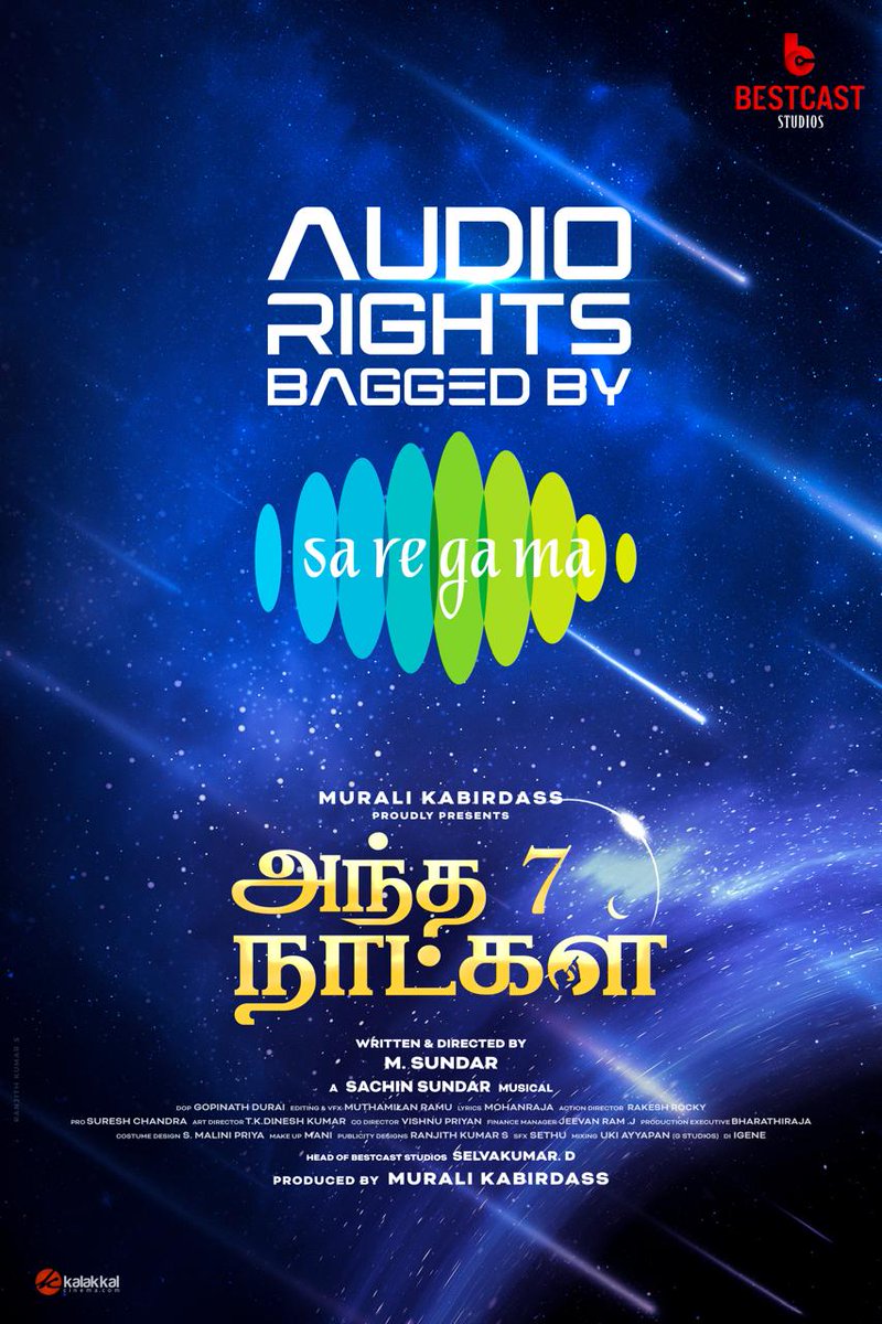 Ramesh Bala (@rameshlaus) on Twitter photo The Audio rights of #Andha7Naatkal bagged by <a href="/saregamasouth/">Saregama South</a> 🎶 🎶🎙️
<a href="/BestCastOTT/">BestCast Entertainment</a> <a href="/kalakkalcinema/">Kalakkal Cinema</a> <a href="/SureshChandraa/">Suresh Chandra</a> <a href="/AbdulNassarOffl/">Abdul Nassar</a> <a href="/DoneChannel1/">Done Channel</a> The Audio rights of #Andha7Naatkal bagged by <a href="/saregamasouth/">Saregama South</a> 🎶 🎶🎙️
<a href="/BestCastOTT/">BestCast Entertainment</a> <a href="/kalakkalcinema/">Kalakkal Cinema</a> <a href="/SureshChandraa/">Suresh Chandra</a> <a href="/AbdulNassarOffl/">Abdul Nassar</a> <a href="/DoneChannel1/">Done Channel</a>
