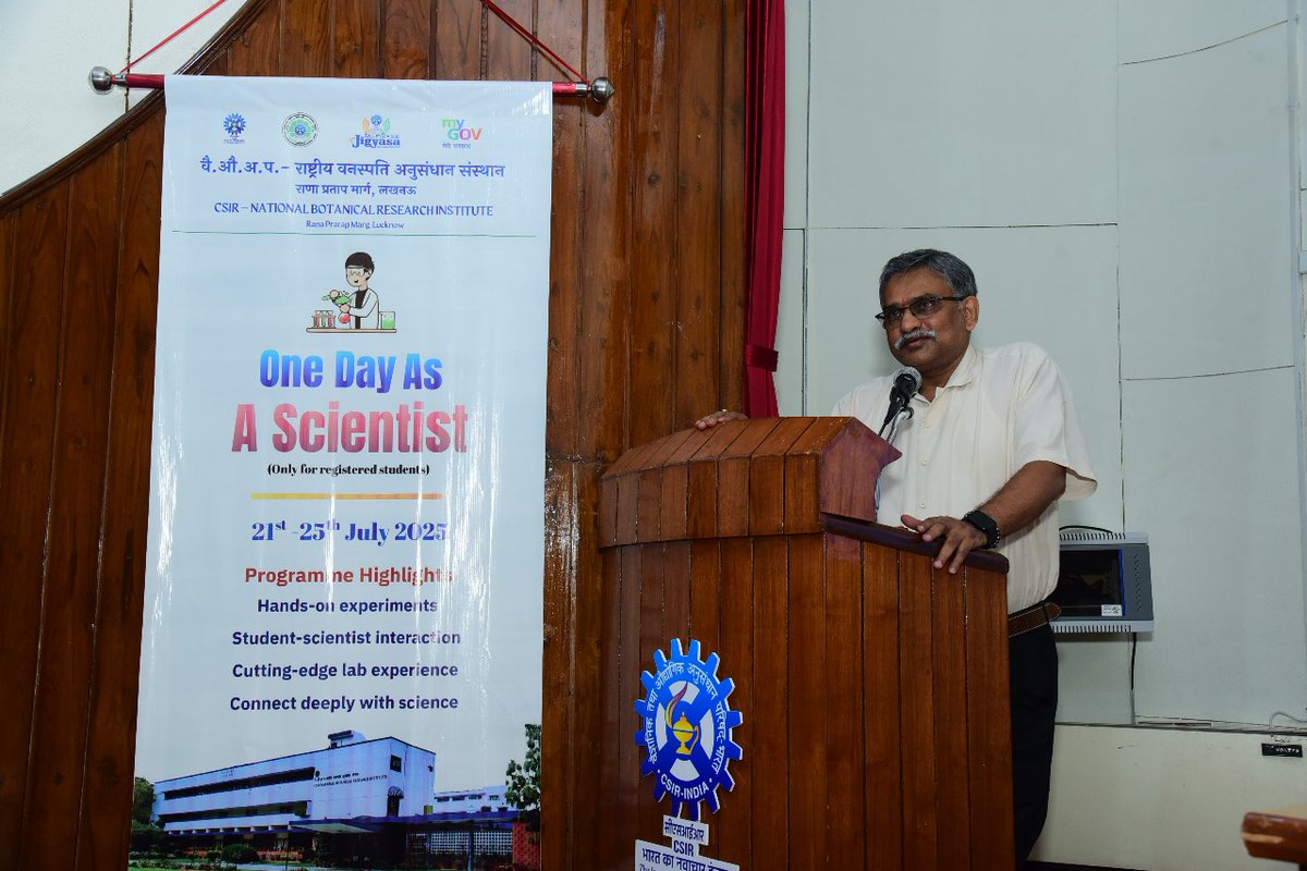 csirnbrilko's tweet image. Glimpses of Day 1 & Day 2 of 'One Day As A Scientist' Prog. under the @CsirJigyasa at NBRI. Students dived into real world science interacting with researchers, exploring labs & engaging in hands‑on sessions.
@akshasany, Dir. also interacted with the students on the occasion.