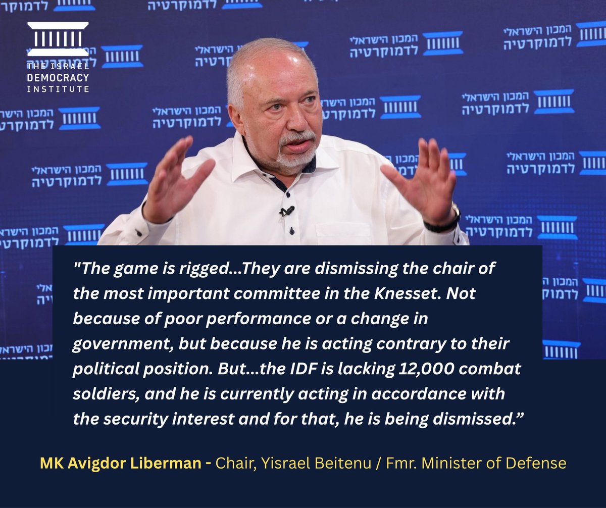 MK Avigdor Liberman, Chair of Yisrael Beitenu and Fmr. Defense Minister, discussed the planned dismissal of MK Yuli Edelstein as the head of the Knesset Foreign Affairs and Defense Committee, over his position on Haredi enlistment. "The game is rigged," MK Liberman said. The
