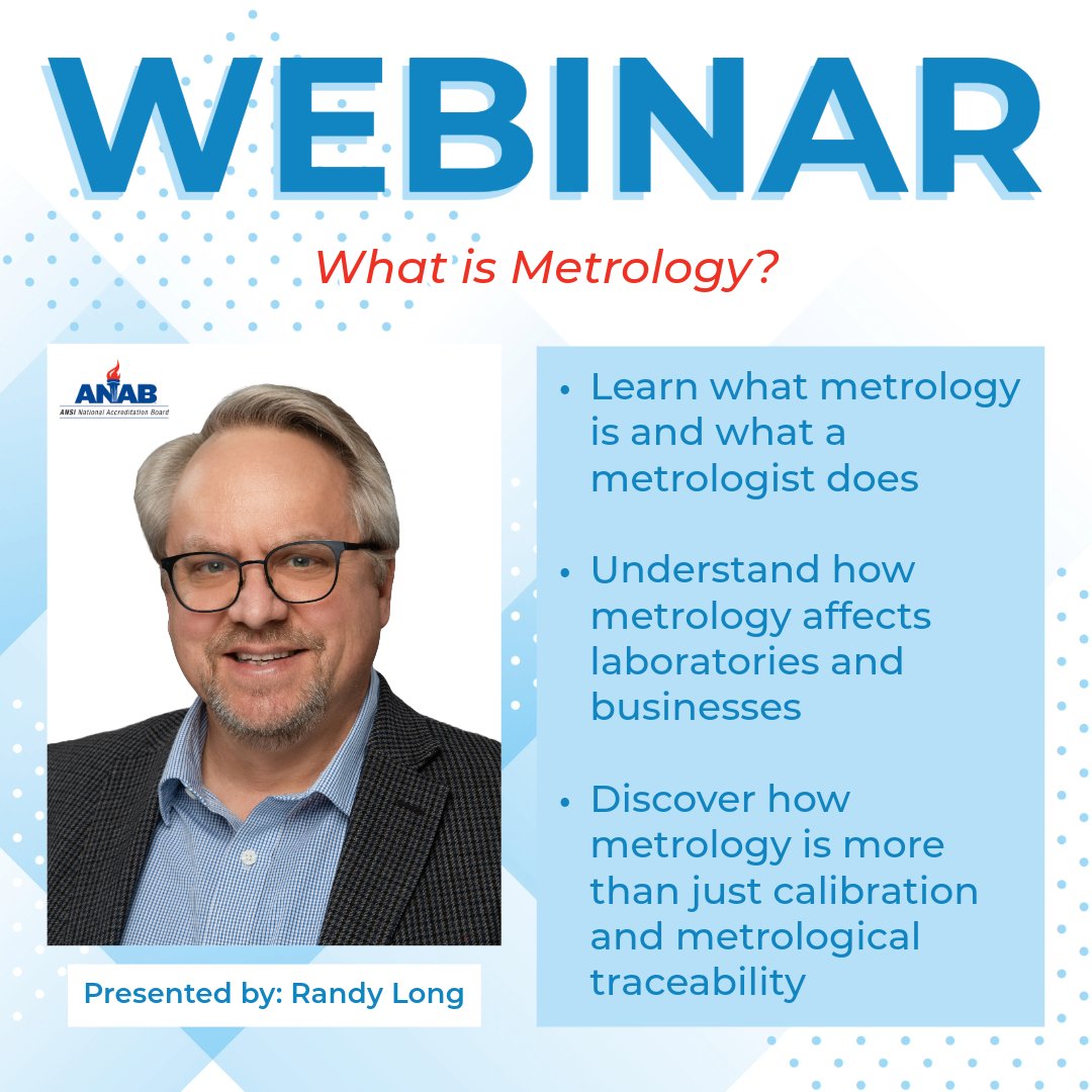 ANSI (@ansidotorg) on Twitter photo What is metrology? Join <a href="/ANAB_ACCREDIT/">ANAB Accreditation</a>'s Randy Long for a free #Webinar exploring the essential role of metrology in quality and conformity assessment. This session will cover what metrology is, why it matters across industries, and how it’s more than just calibration and What is metrology? Join <a href="/ANAB_ACCREDIT/">ANAB Accreditation</a>'s Randy Long for a free #Webinar exploring the essential role of metrology in quality and conformity assessment. This session will cover what metrology is, why it matters across industries, and how it’s more than just calibration and