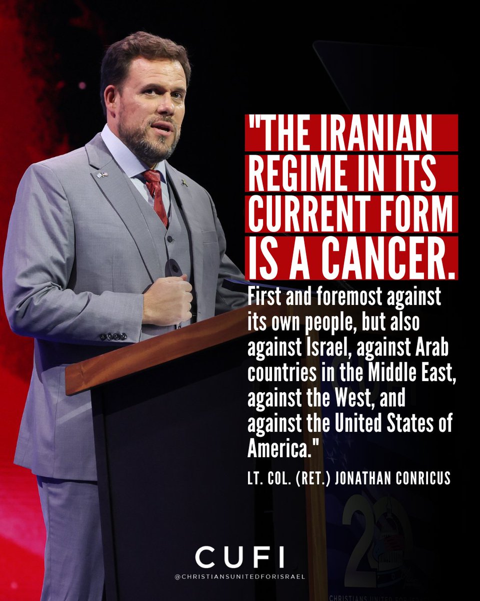 CUFI's tweet image. It oppresses its own people, funds terror across the Middle East, threatens Israel, and targets the West.
This isn’t just Israel’s fight—it’s a global threat.