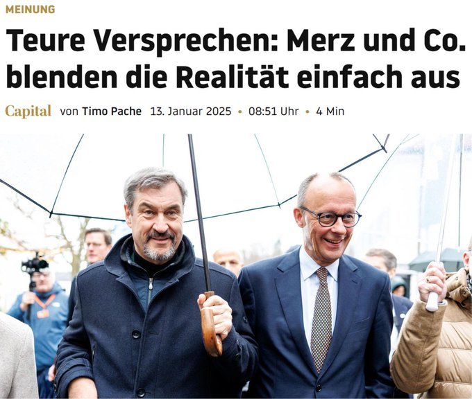 Hirn_aus_Hack's tweet image. Teure Versprechen ohne neue Schulden.
Jetzt ist mit 850 Mrd zusätzlich nichtmal Geld für eine Stromsteuer-Senkung da.
Jeder mit einem IQ>80 wusste vor der Wahl, dass sich die Union an die Macht lügt.
#Lügenunion