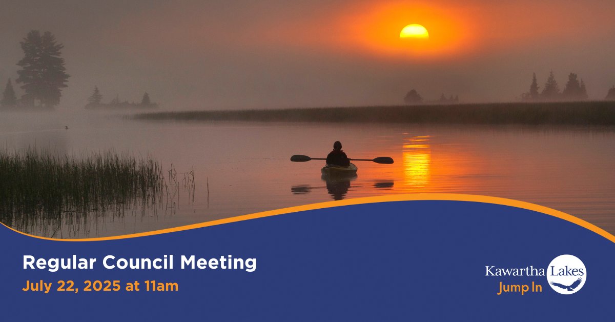 Regular Council Meeting today at 11am: kawarthalakes.me/4cBDc1S 

- Kawartha Lakes-Haliburton Housing Corporation Shareholders Meeting
- Fenelon Falls Downtown Revitalization Plan 2.0 presentation
- Development Charges Task Force update

Agenda: kawarthalakes.me/3GLIVs9