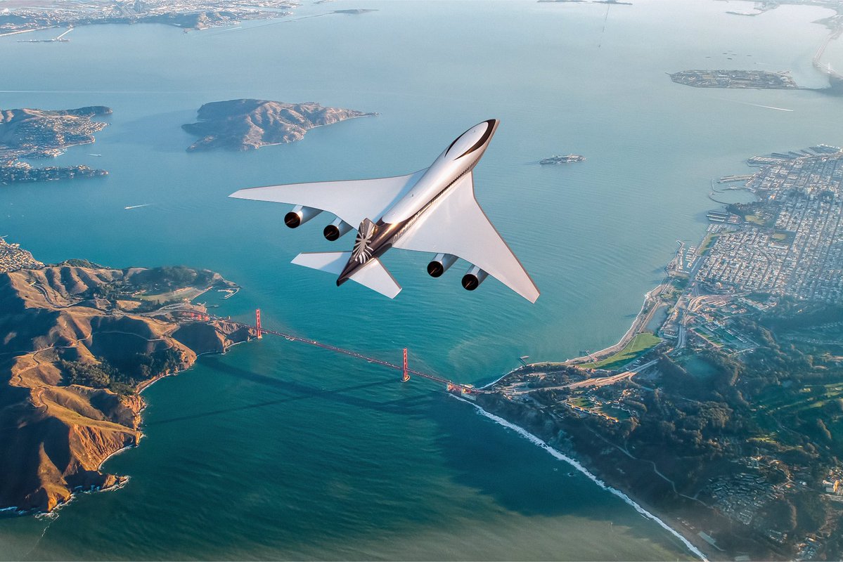bscholl's tweet image. At Mach 1.7, Overture outflies Earth’s rotation. So you can have breakfast in London… and fly to New York… for breakfast. And then to San Francisco just in time for breakfast.
In fact if you just keep flying west you can keep having breakfast indefinitely.