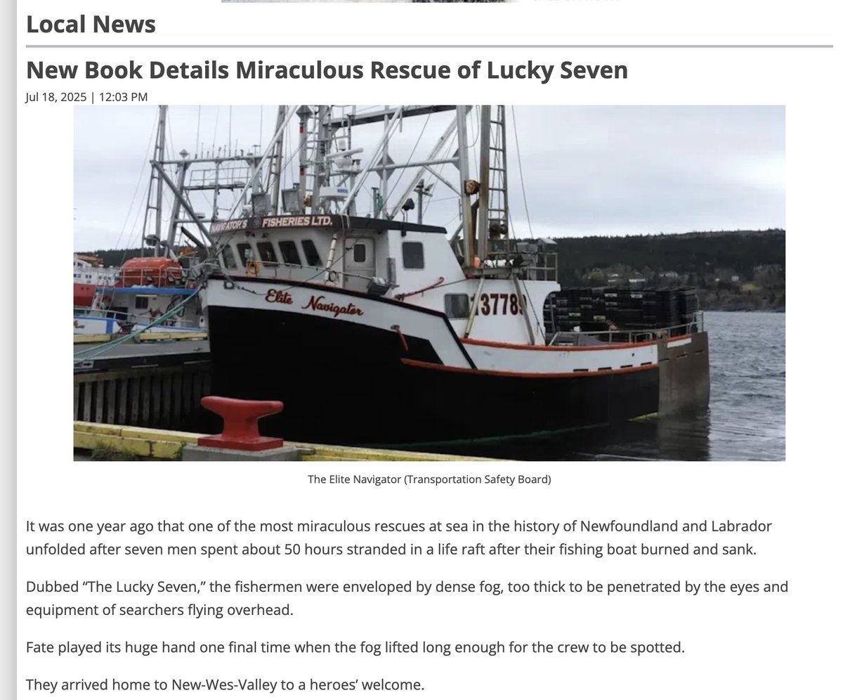 VOCM recently published a piece on The Lucky Seven: The Story of the Elite Navigator, the new book from Gary Collins.

vocm.com/2025/07/18/new…

The Lucky Seven is available now in stores, online, also available as an ebook.