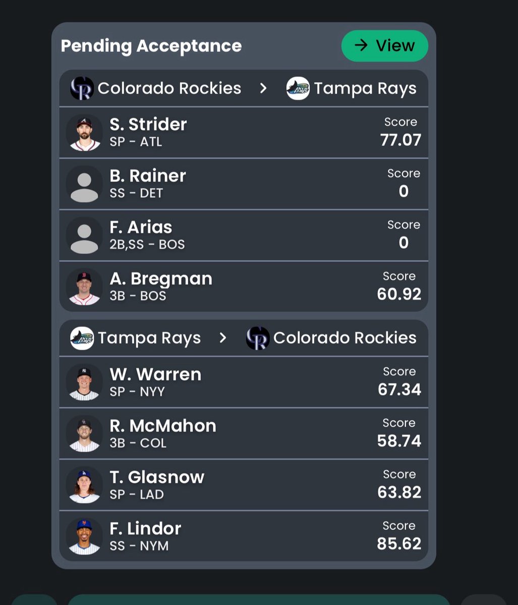 BigBobsCards's tweet image. 16 team dynasty, 80 man rosters. I’d be getting the Strider side. I’m out of it this year but have a chance at competing next season and on. Yay or nay? @ChrisCleggMiLB @EricCrossMLB @RossJensen12 @DynastyHalp