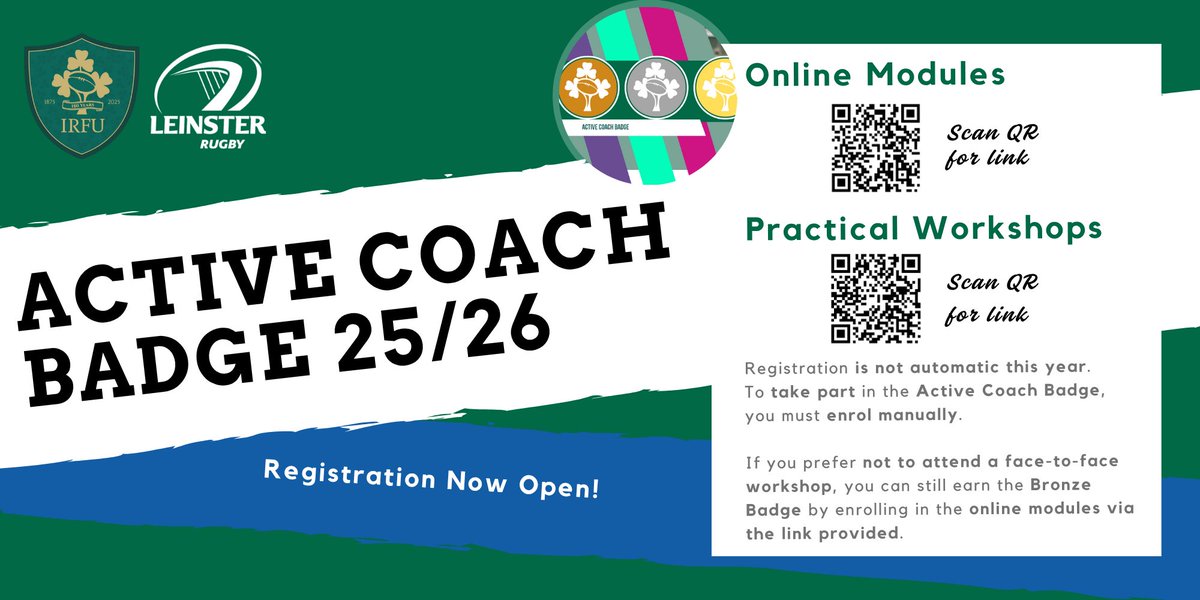 LeinsterBranch's tweet image. π Registration is now open for the Active Coach Badge workshops! Courses begin in September, while you can also earn the Bronze Badge by enrolling in the online modules if you prefer not to attend in-person.
βοΈ Sign up here: bit.ly/44TsFgE
#NeverLessThanEverything