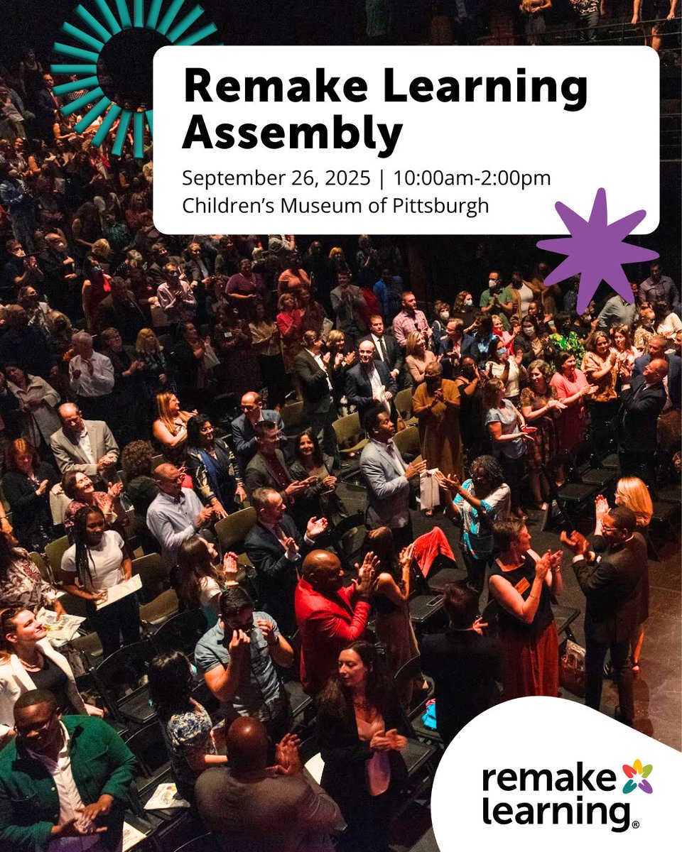 remakelearning's tweet image. 📣 Just announced: The 2025 Remake Learning Assembly!
📅 Sept 26
📍 @PghKids
🎨 Hands-on, all-ages showcase of bold learning ideas
🎟️ eventbrite.com/e/remake-learn…
#RemakeLearning #FutureOfLearning