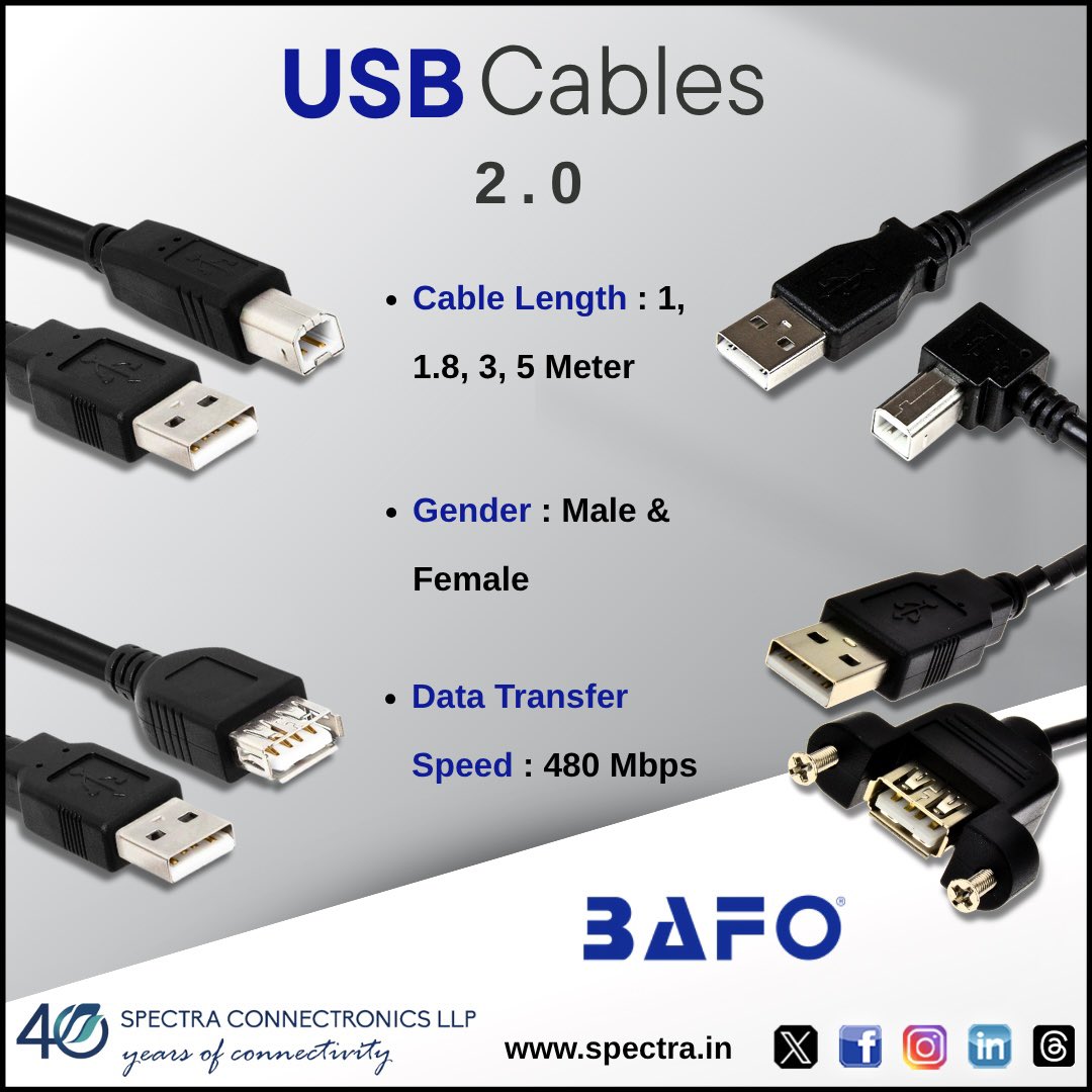 spectra_connect's tweet image. 🔌Connections That Never Break!
From your workspace to your workstation, our high-performance USB cables keep your devices powered and your data flowing — fast, smooth, and reliable.
Shop now at spectra.in/computer-inter…

#spectraconnectronics #totalconnectivitysolutions #usbcables