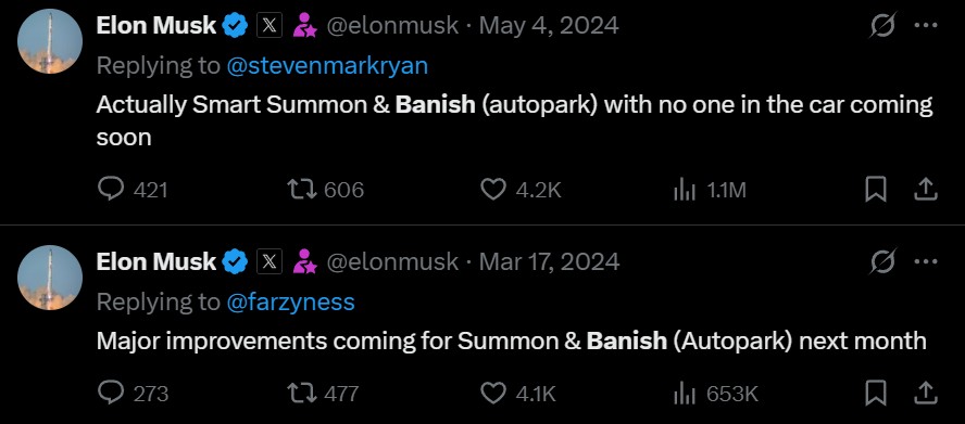 DirtyTesLa's tweet image. Hopefully we see banish with these next big "robotaxi" updates to our personal vehicles. Combined with smart summon, that would make a truly robotaxi like experience.