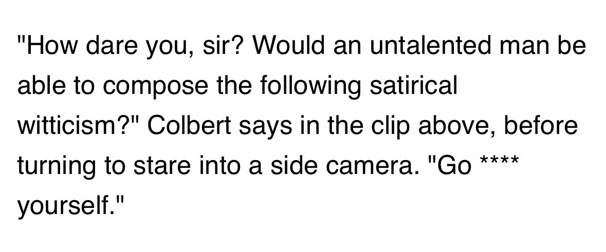 bonchieredstate's tweet image. With comedic chops like this, it’s a total mystery why Colbert got canceled.