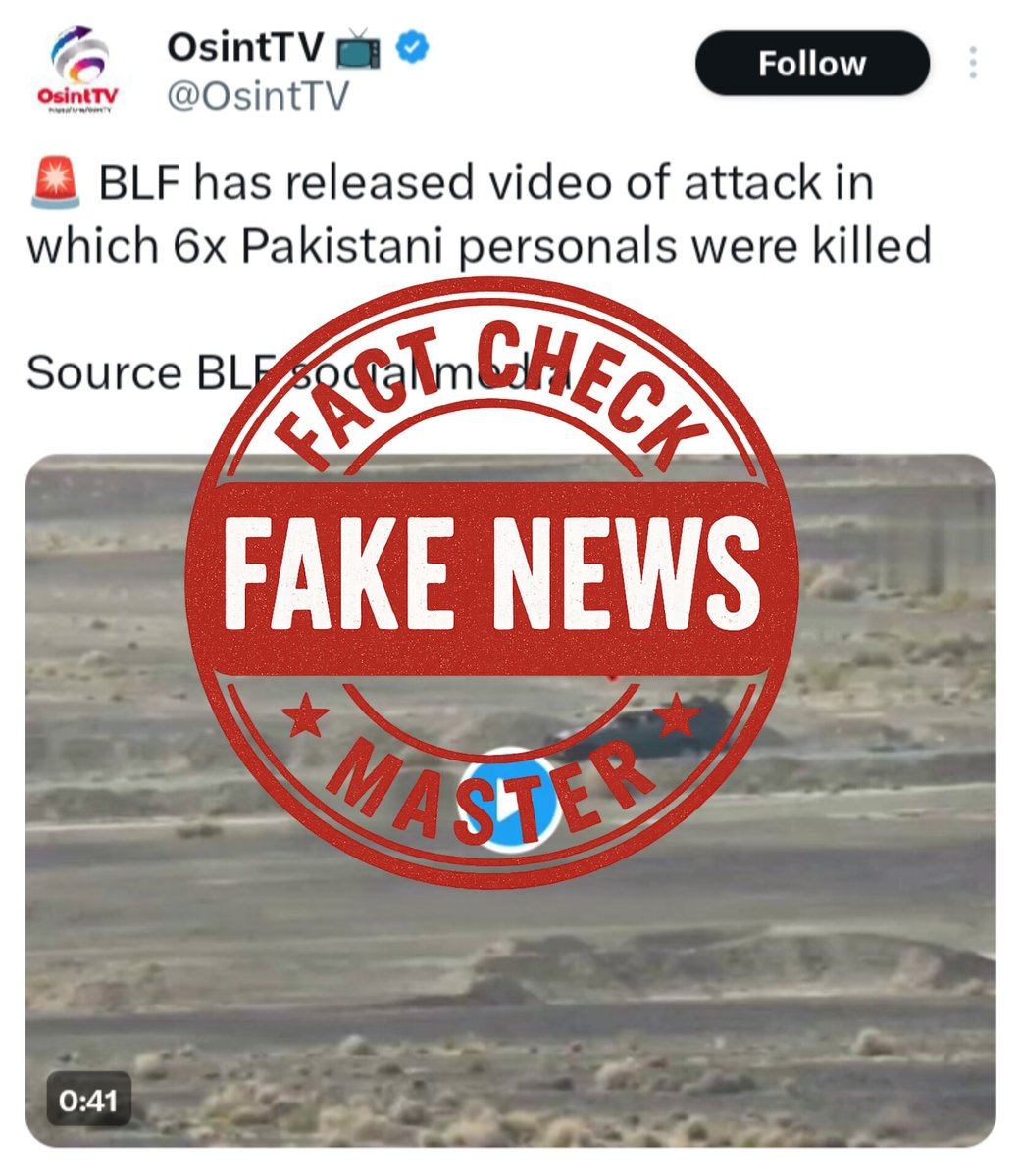 Anum Fatima (@unumfatima) on Twitter photo 🛑Fact Check | Indian Propaganda Uses “BLF Social Media Source” to Share Old Houthi Rebel Video as Balochistan IED Attack
🚫Claim:
Multiple India-based social media accounts are circulating a video, allegedly sourced from “BLF social media,” claiming it shows a Balochistan 🛑Fact Check | Indian Propaganda Uses “BLF Social Media Source” to Share Old Houthi Rebel Video as Balochistan IED Attack
🚫Claim:
Multiple India-based social media accounts are circulating a video, allegedly sourced from “BLF social media,” claiming it shows a Balochistan