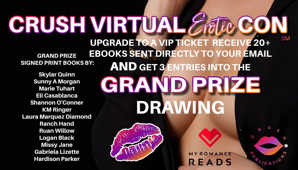 crushpub's tweet image. Upgrade your ticket to the VIP and get all sorts of bonus stuff!
3 Entries into the GRAND Prize
3 Entries into the VEGAS Hotel Giveaway
15+ ebooks emailed out to you the morning of the event
$15 ticket with over $50 value!
twp.ai/4ipfG6