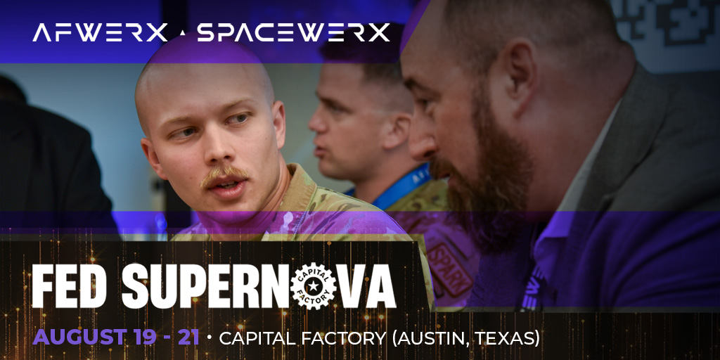 SpaceWERXDOD's tweet image. 🗣️ REGISTRATION OPEN: Join us for Joint DoDx Office Hours at Fed Supernova 2025!
Meet 1:1 with us & DoD partners to talk programs, submissions & DAF needs.
📅 Aug 19 | ⏰ 1–5pm CT | 📍 Capital Factory
🔒 Register by Jul 29: diu.mil/latest/defense…
More: afwerx.com/events/2025-fe…